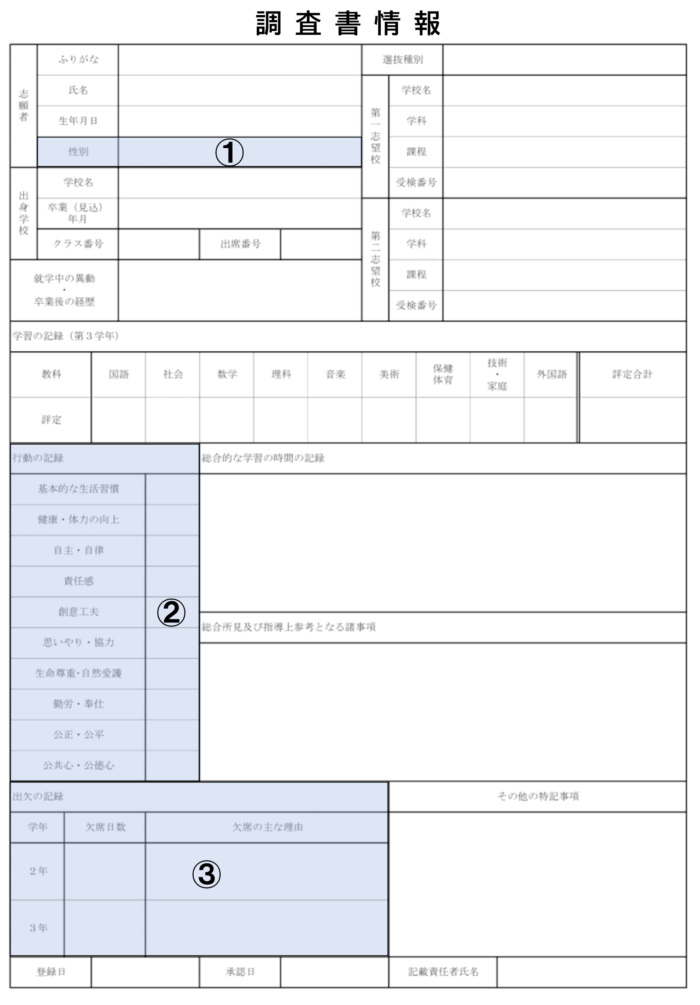 愛知県の公立高校入試で令和9年度から変更される調査書の項目（性別、行動の記録、出欠の記録の削除）